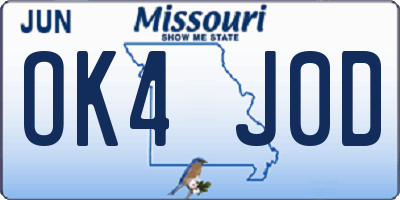MO license plate OK4J0D