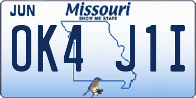MO license plate OK4J1I