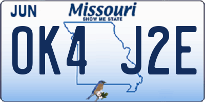 MO license plate OK4J2E