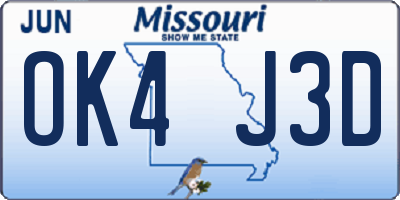 MO license plate OK4J3D