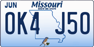 MO license plate OK4J5O