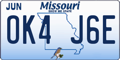 MO license plate OK4J6E