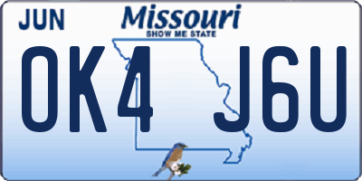 MO license plate OK4J6U