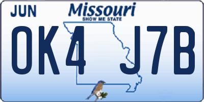 MO license plate OK4J7B