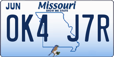 MO license plate OK4J7R