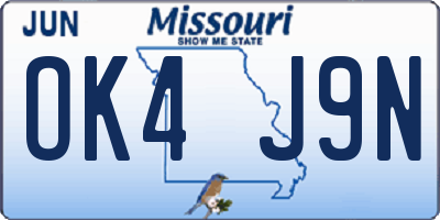 MO license plate OK4J9N