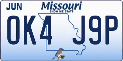 MO license plate OK4J9P