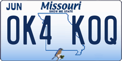 MO license plate OK4K0Q