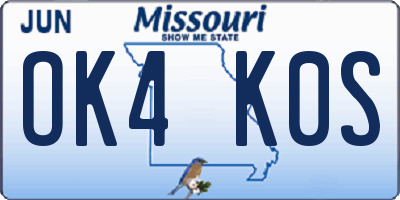 MO license plate OK4K0S
