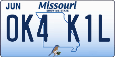 MO license plate OK4K1L