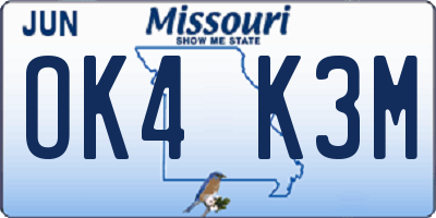 MO license plate OK4K3M