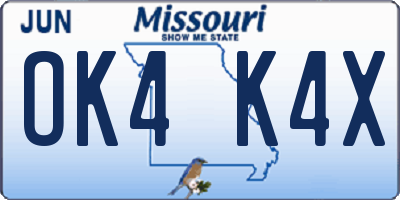 MO license plate OK4K4X