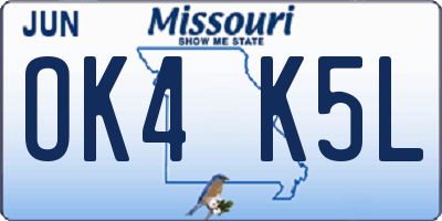 MO license plate OK4K5L