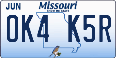 MO license plate OK4K5R
