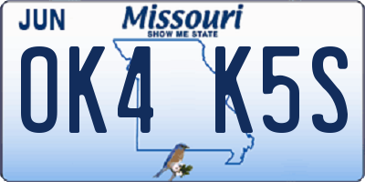 MO license plate OK4K5S