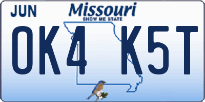 MO license plate OK4K5T
