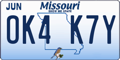 MO license plate OK4K7Y