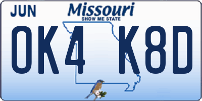 MO license plate OK4K8D