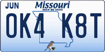 MO license plate OK4K8T