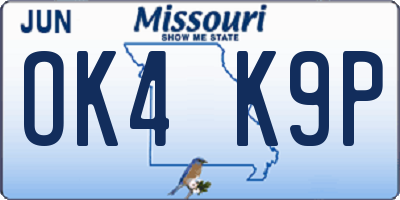 MO license plate OK4K9P