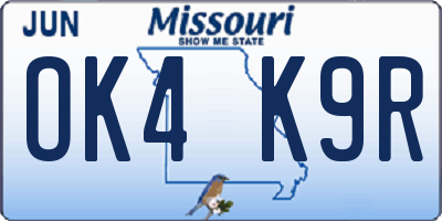 MO license plate OK4K9R