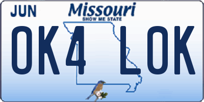 MO license plate OK4L0K