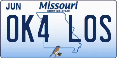 MO license plate OK4L0S