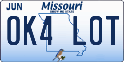 MO license plate OK4L0T