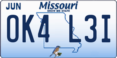 MO license plate OK4L3I