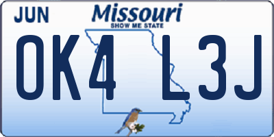 MO license plate OK4L3J