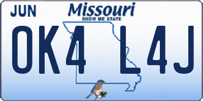 MO license plate OK4L4J