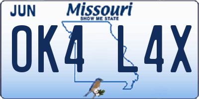 MO license plate OK4L4X