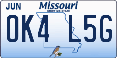 MO license plate OK4L5G