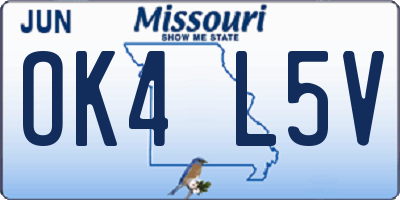 MO license plate OK4L5V