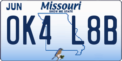 MO license plate OK4L8B