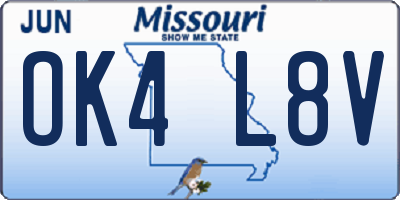 MO license plate OK4L8V