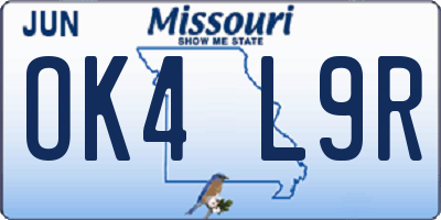 MO license plate OK4L9R