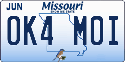 MO license plate OK4M0I