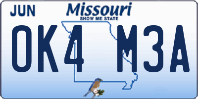 MO license plate OK4M3A