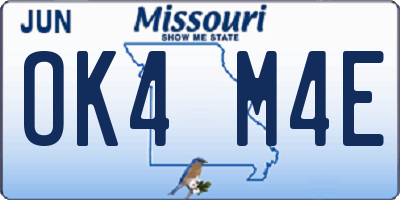 MO license plate OK4M4E