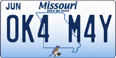 MO license plate OK4M4Y