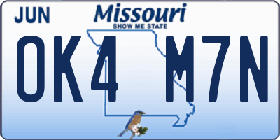 MO license plate OK4M7N