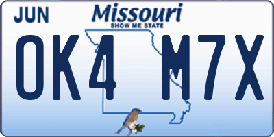 MO license plate OK4M7X
