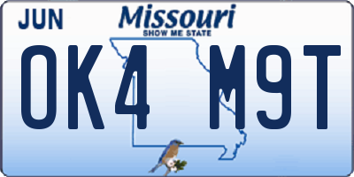 MO license plate OK4M9T