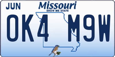 MO license plate OK4M9W