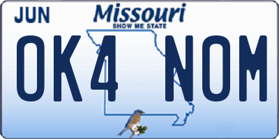 MO license plate OK4N0M