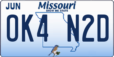 MO license plate OK4N2D