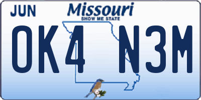 MO license plate OK4N3M