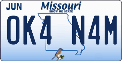 MO license plate OK4N4M