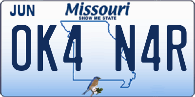 MO license plate OK4N4R